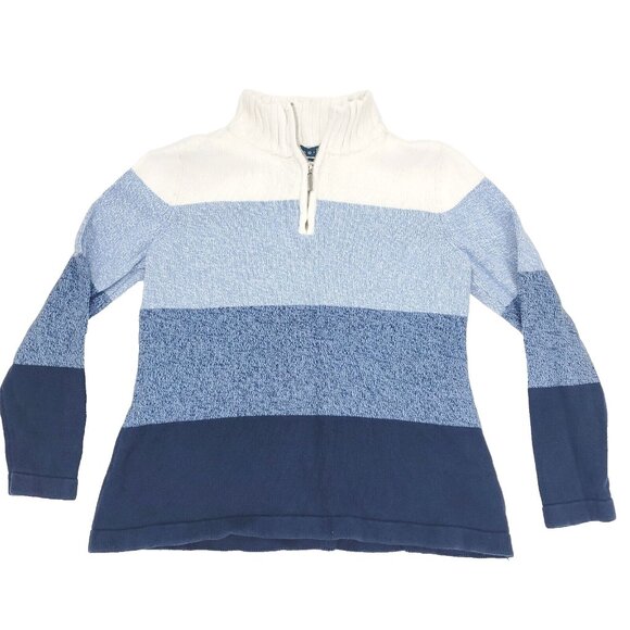 Karen Scott 1/4 Zip Pullover Sweater Womens Small Blue Colorblock Mock Neck - Picture 1 of 7